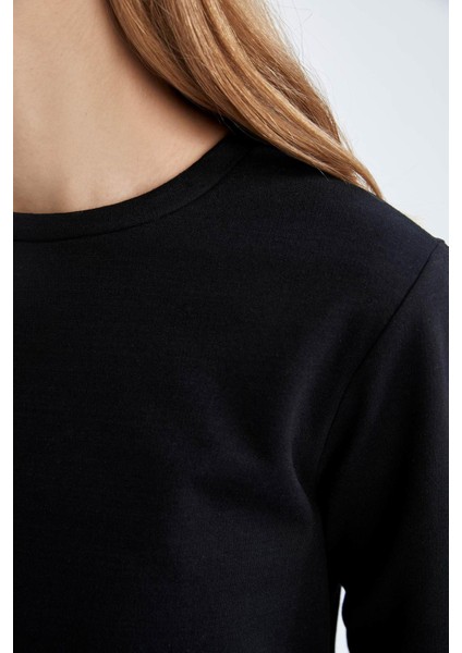 Desenli Volanlı Etek Detaylı Sweat Elbise V6609AZ22AU