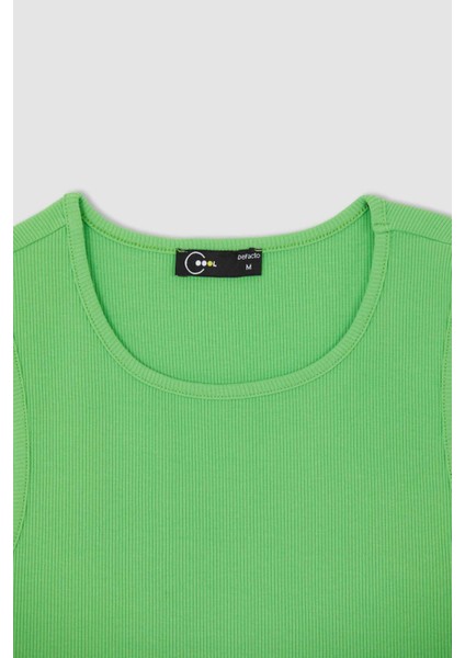 Coool Bodycon Bisiklet Yaka Kesik Detaylı Fittilli Kolsuz Mini Elbise V6467AZ22SM