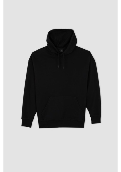 Oversize Fit Kanguru Cepli Kapüşonlu Uzun Kollu İçi Yumuşak Tüylü Sweatshirt X8287AZ22AU