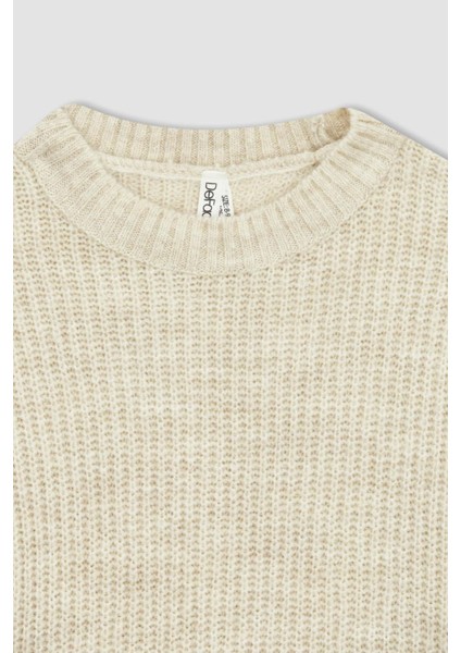 Kız Çocuk Oversize Bisiklet Yaka Triko Kazak Z4620A622WN