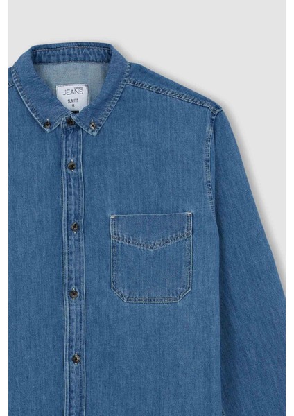 Slim Fit Uzun Kollu Jean Gömlek Y8412AZ22AU