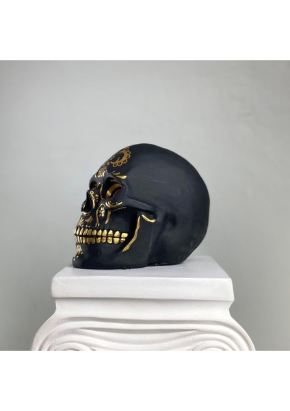 Skull 'el Muerto' Dekoratif Heykel, Kuru Kafa Obje, Özel Tasarım Dekoratif Obje