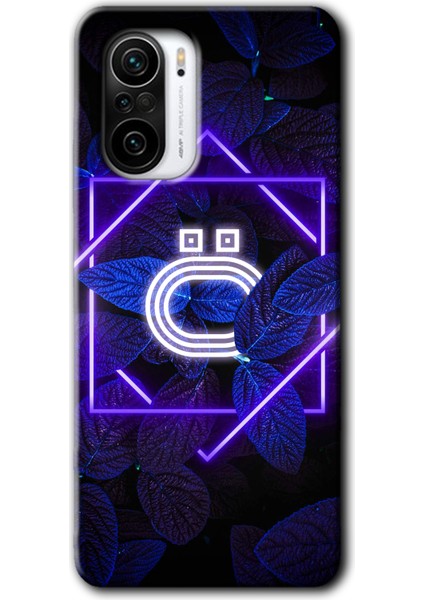 Xiaomi Redmi K40 Pro Kılıf Hd Desen Baskılı Arka Kapak - Dark Neon Yaprak Ö Harfi