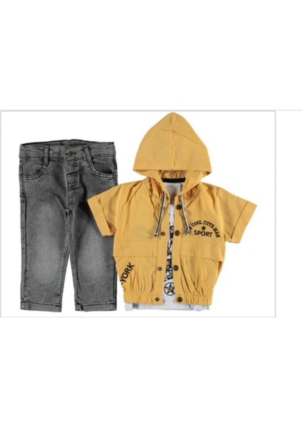 354983 Sport Nakışlı Erkek Takım 1/4 Yaş - Sarı - 3-4 Yaş