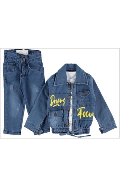 368713 Kot Ceketli 3lu Takim 2y/5y - Mavi - 1-2 Yaş