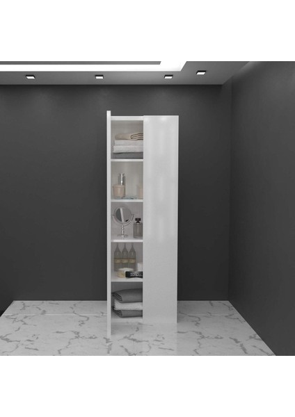 Çok Amaçlı Banyo Dolabı 5 Raflı Dolap 2 Kapaklı Düzenleyici Dolap TLPD01S