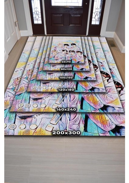 Enhypen Pamuklu Dokuma Tabanlı Yıkanabilir Dekoratif Halı indirimleri