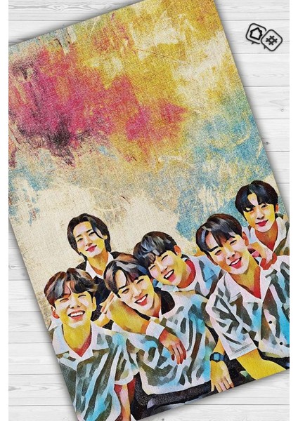 Monsta X Pamuklu Dokuma Tabanlı Yıkanabilir Dekoratif Halı
