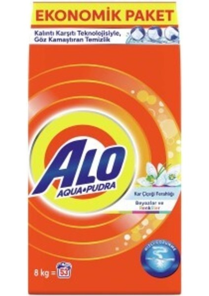 Alo Matik Çamaşır Deterjanı Aqua Pudra 8 kg Renkli ve Bayaz