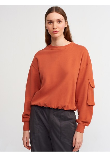 40114 Cep Detaylı Sweatshirt-Y.oranj