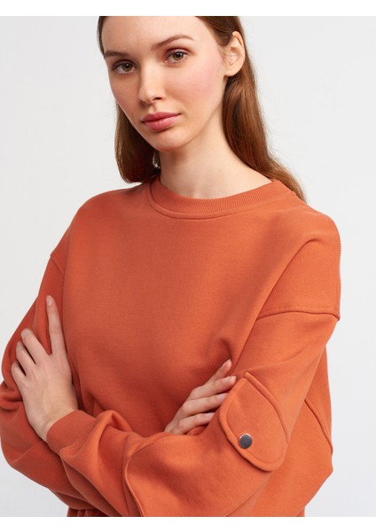 40114 Cep Detaylı Sweatshirt-Y.oranj