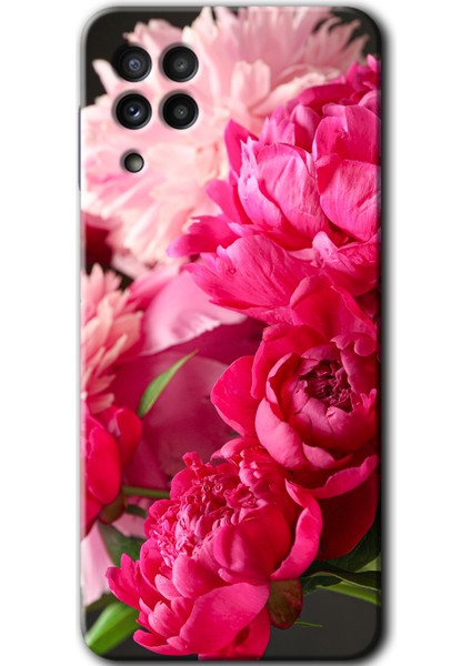 Samsung Galaxy M32 Kılıf Hd Desen Baskılı Arka Kapak - Kırmızı Beyaz Gül