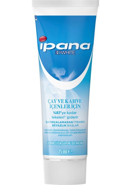 3 Boyutlu Beyazlık Çay Kahve İçenler İçin Diş Macunu 75 ml