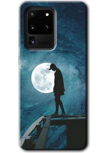 Samsung Galaxy S20 Ultra Kılıf Hd Desen Baskılı Arka Kapak - Dolunay Yalnızlık