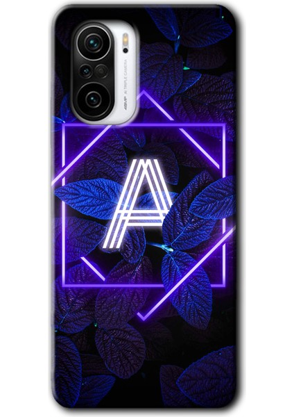 Poco F3 Kılıf Hd Desen Baskılı Arka Kapak - Dark Neon Yaprak A Harfi