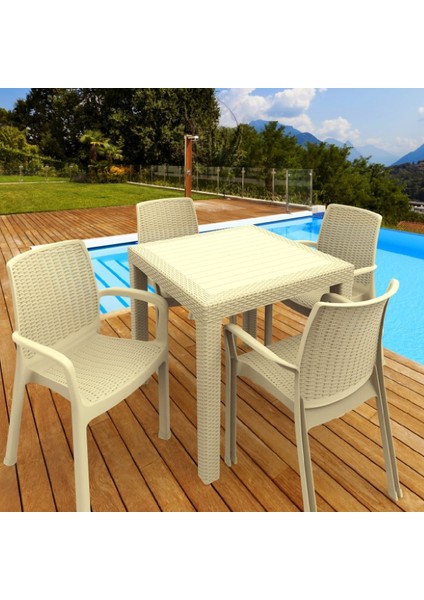 Efes 4’lü Set (4 Sandalye+1 Masa) Camsız Orjinal Ürün Bahçe, Balkon