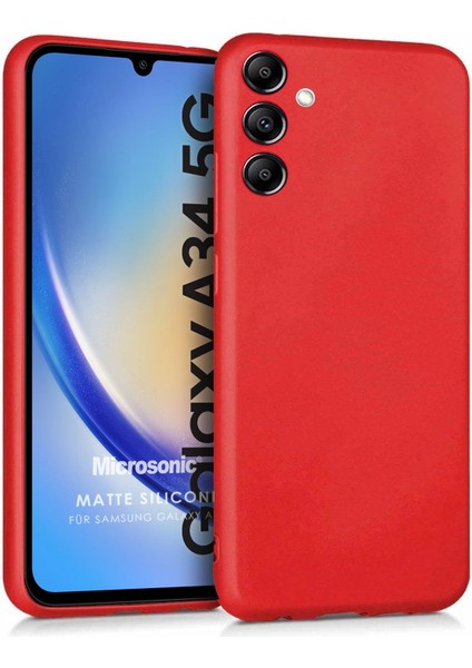 Matte Silicone A34 Kılıf Kırmızı