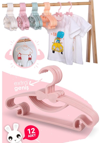 Sweet 12 Adet Pembe Bebek Elbise Askısı Fiyonklu Kelebek Bebek Çocuk Kıyafet Askısı