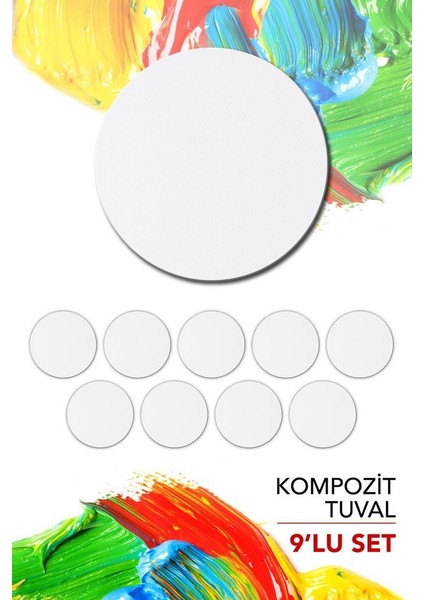 30 cm Pres Kompozit Yuvarlak Tuval 9'lu Set fiyatları