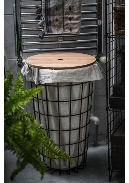 Dekoratif Çok Amaçlı Portatif Sehpa Tel Çamaşır Sepeti Kumaşlı Metal Kirli Sepeti ve Saklama Kutusu fırsatları