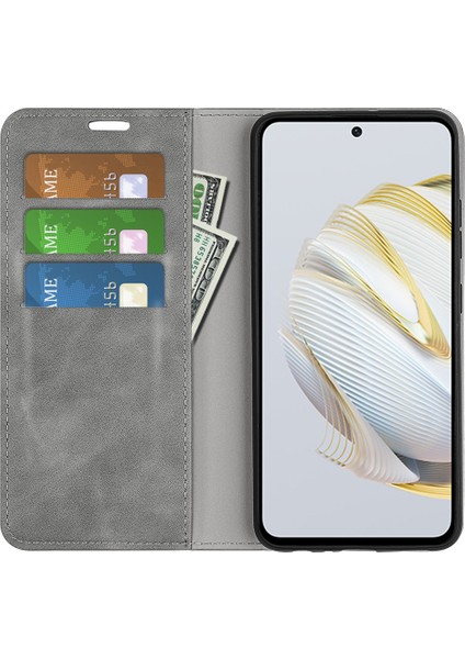 Huawei Nova Için 10 Se 4g Cilt-Touch Hissed Hisset Pu Deri Deri Telefon Kılıfı Stand Manyetik Otomatik Absorbed Flip Cüzdan Kılıfı (Yurt Dışından)