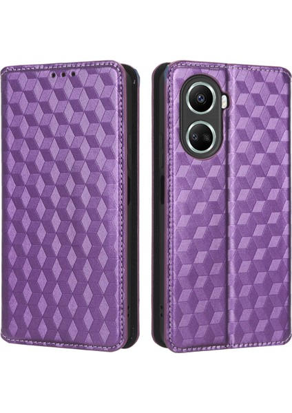 Huawei Nova Için 10 Se 4g Rhombus Desen Basılı Pu Deri Telefon Stand Cüzdan Kılıfı Manyetik Oto Ahmsorbed Telefon Kılıfı (Yurt Dışından)