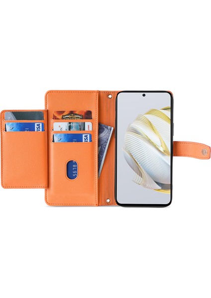 Huawei Nova Için 10 Se 4g Pu Deri Eller Seçim Kılıfı Fermuar Cep Kart Yuvaları Bilek Kayışı ve Omuz Kayışı ile Flip Telefon Kılıfı (Yurt Dışından)