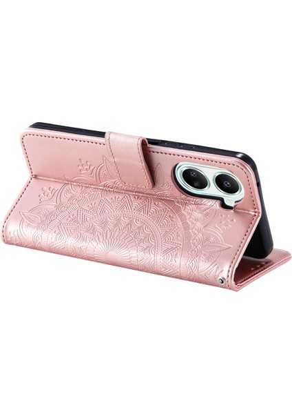 Huawei Nova 10 Se 4g Için Mandala Çiçek Telefon Kılıfı Anti-Drop Cüzdan Stand Kılıfı Strap ile (Yurt Dışından)