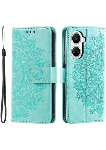 Huawei Nova 10 Se 4g Için Mandala Çiçek Telefon Kılıfı Anti-Drop Cüzdan Stand Kılıfı Strap ile (Yurt Dışından)