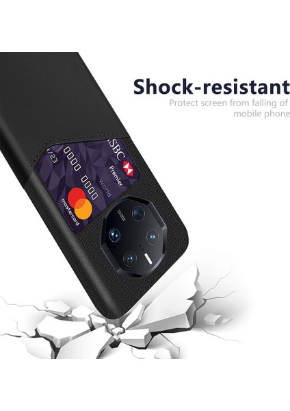 Huawei Mate Için 50 Rs Porsche Tasarım 4g Anti-Fall Cep Telefonu Kılıf Dokusu Telefon Kılıf Kart Tutucu Pu Deri Kaplamalı Pc Kılıfı (Yurt Dışından)