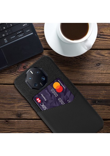 Huawei Mate Için 50 Rs Porsche Tasarım 4g Anti-Fall Cep Telefonu Kılıf Dokusu Telefon Kılıf Kart Tutucu Pu Deri Kaplamalı Pc Kılıfı (Yurt Dışından)