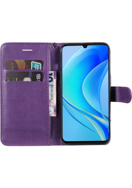 Lr Joyful Deri Serisi-2 Huawei Için 50 / Nova Y70 Artı 4g / Nova Y70 Flip Cüzdan Kasası Düz Renk Pu Deri Standı Manyetik Kapanış Folio Telefon Kılıfı Kayış (Yurt Dışından)