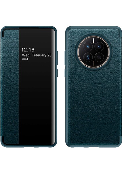 Huawei Mate 50 4g Pencereyi Görüntüle Tasarım Otomatik Uyandırma ve Uyku Flip Kılıf Pu Deri+Tpu+Akrilik Koruyucu Telefon Kasası (Yurt Dışından)