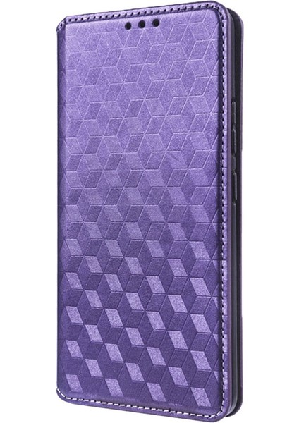 Huawei Mate Için 50 Pro 4g Cüzdan Tasarımı Rhombus Desen Basılı Pu Deri Kılıf Standı Manyetik Emilim Koruyucu Telefon Kılıfı (Yurt Dışından)