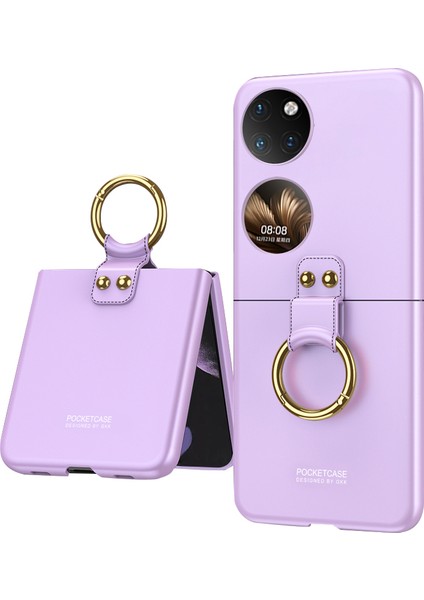 Lr Joyful Huawei Için Gkk P50 Pocket Ultra Ince Parmak Yüzük Kickstand Tasarım Damla Kanıtı Sabit Pc Telefon Kılıfı Küçük Ekran Temsilli Cam Koruyucu (Yurt Dışından)