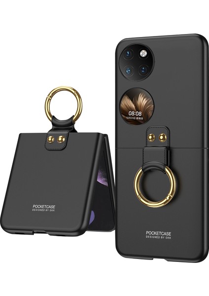 Lr Joyful Huawei Için Gkk P50 Pocket Ultra Ince Parmak Yüzük Kickstand Tasarım Damla Kanıtı Sabit Pc Telefon Kılıfı Küçük Ekran Temsilli Cam Koruyucu (Yurt Dışından)