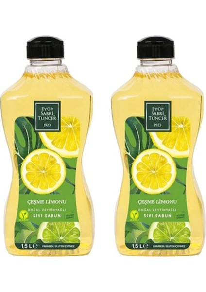 Doğal Zeytinyağlı Sıvı Sabun Çeşme Limonu Sıvı Sabun 1500 ml x 2