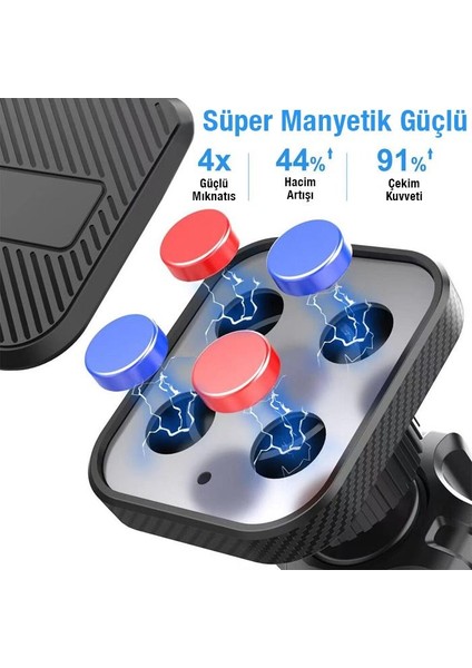 Super 4x Güçlü Mıknatıslı Araç Tutucu Havalandırma Bölmesi Araç Içi Telefon Tutucu Oynar Başlık