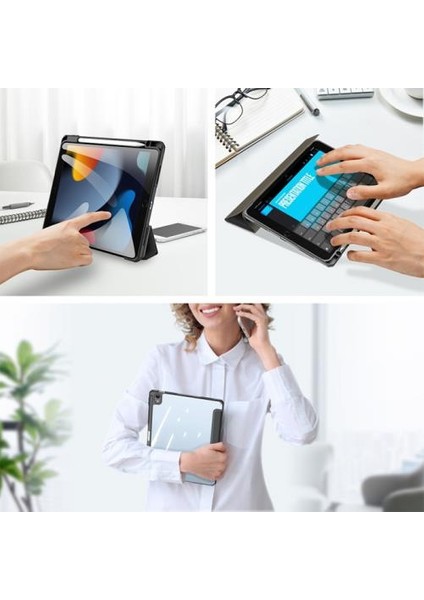 Manyetik Kapaklı Kalem Yerli Standlı iPad 10.2 2022 Kılıf Şeffaf Arka Kapaklı iPad 10.2 Tablet Kılıf indirimleri
