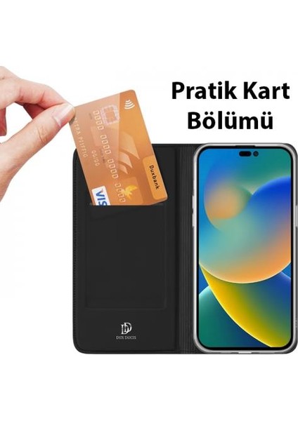 Kapaklı Cüzdanlı Kart Bölmeli Standlı Apple iPhone 14 Pro Kılıf Pu Deri Apple iPhone 14 Pro Kapaklı Kılıf