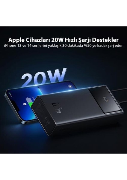 Super Şarj Göstergeli Ultra Hızlı 22.5W 20000MAH Powerbank Samsung Huawei Xiaomi Apple iPhone Şarj