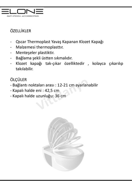 Oscar Thermoplast Yavaş Kapanan Klozet Kapağı