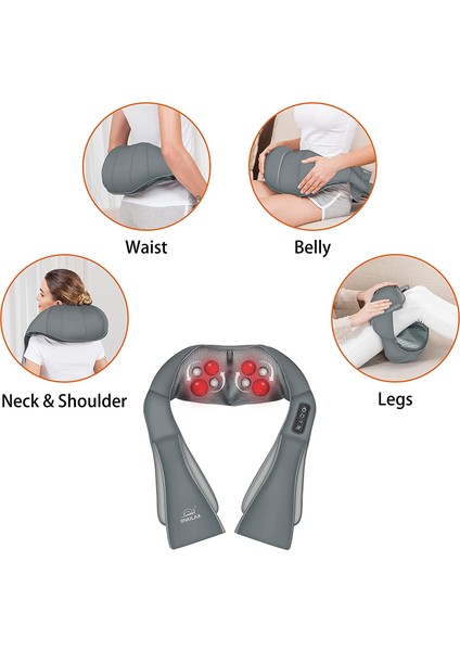 Shiatsu Boyun ve Omuz Masaj Aleti - Sırt Masaj Aleti Gri indirimleri