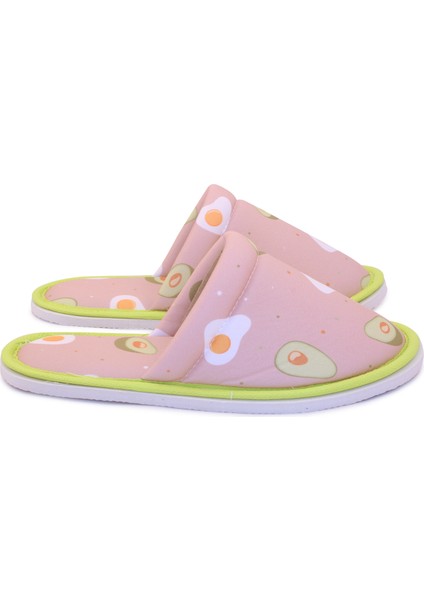 Erkek Pembe Avokado Desenli Yumuşak Tabanlı Terlik