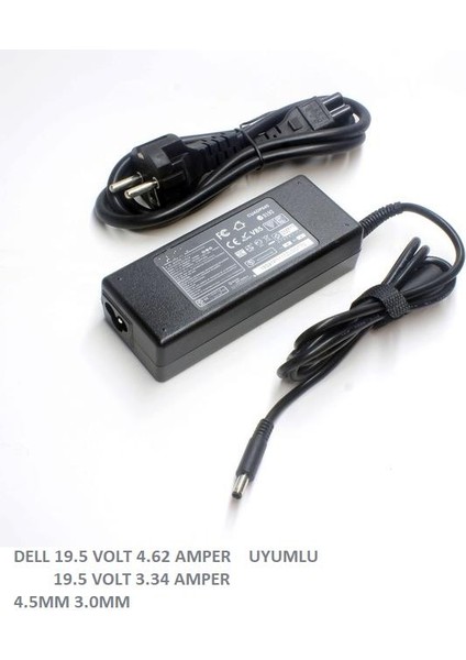 19.5 Volt 4.62 Amper 4.5 mm 3.0 mm Dell Adaptör
