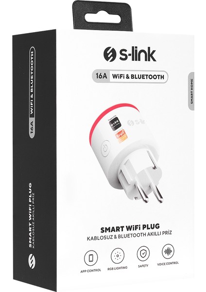 Sl-03 16A Akım Korumalı Akıllı Priz Rgb Işıklı 2.4 G Wıfı&bt Tuya Destekli