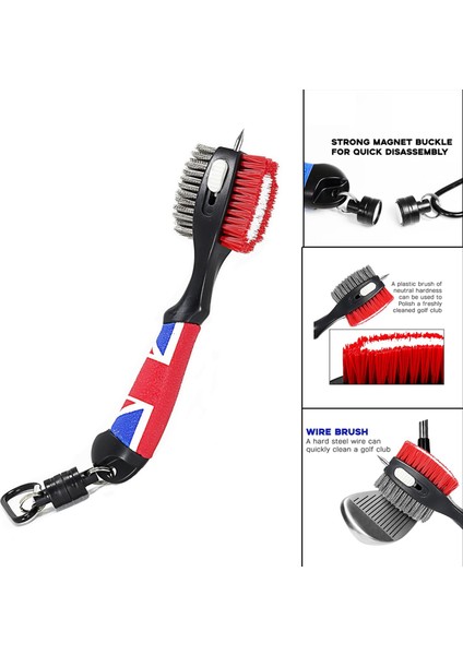 1 Golf Kulübü Fırçası Oluk Temizleyici Geri Çekilebilir Yumuşak Kafa Temizleyici Aracı Ingiliz Bayrağı (Yurt Dışından) indirimleri