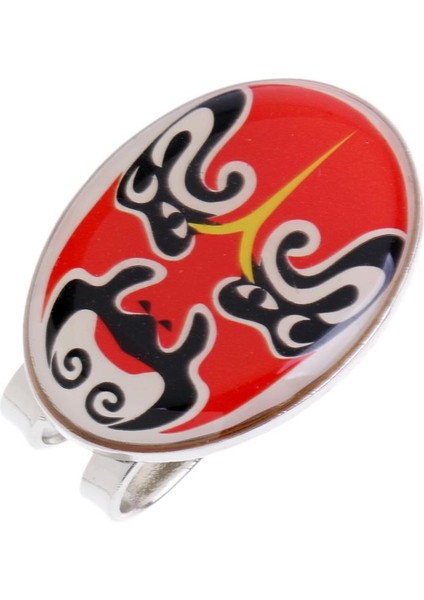 Çin Peking Opera Maskesi Desen Alaşım Golf Şapka Klipli W/ Çıkarılabilir Top Marker Kırmızı (Yurt Dışından)