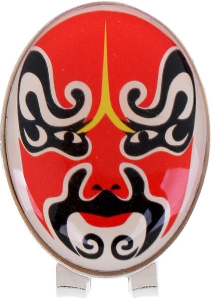 Çin Peking Opera Maskesi Desen Alaşım Golf Şapka Klipli W/ Çıkarılabilir Top Marker Kırmızı (Yurt Dışından) modelleri