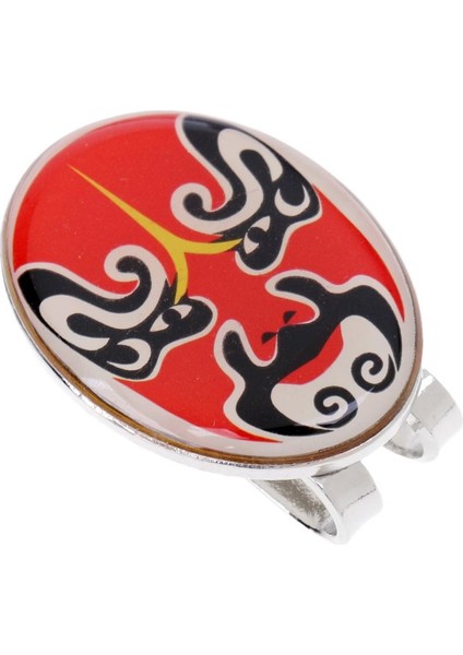 Çin Peking Opera Maskesi Desen Alaşım Golf Şapka Klipli W/ Çıkarılabilir Top Marker Kırmızı (Yurt Dışından) fırsatları